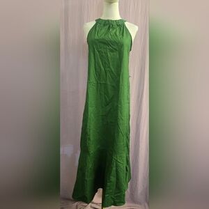 Mossimo Women's Halter Maxi Dress With Pockets-GREEN, SMALL  New W/out Belt